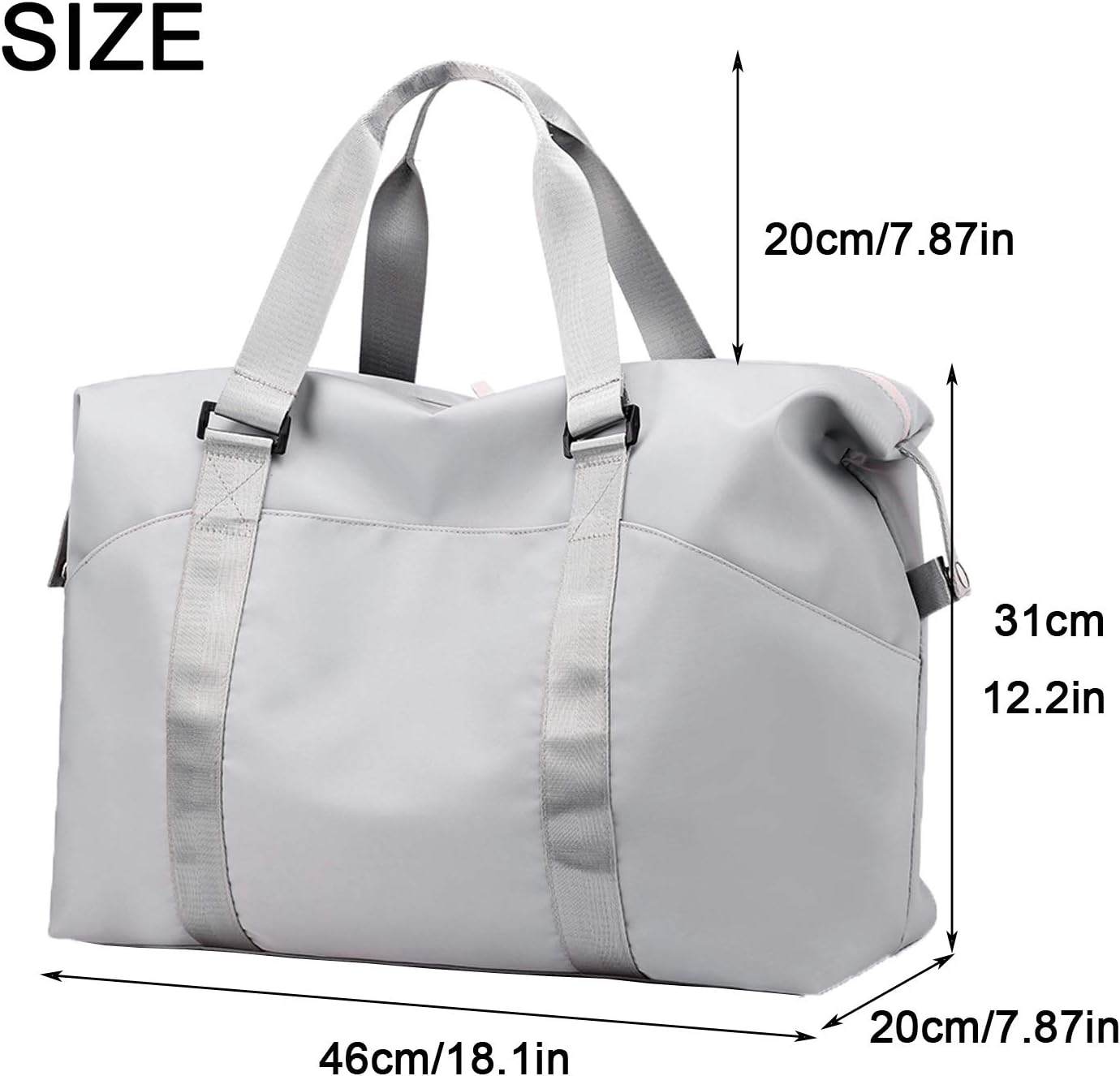 Forestfish Duffel Bags Traveling With Trolley Sleeve, Gym Bag Weekender Bags For Women, Grey - Image 3
