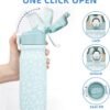 BJPKPK Insulated Water Bottle 18oz Stainless Steel Water Bottles With Straw And Carry Handle Double Wall Metal Thermos,Light Blue Leopard - Image 3