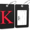 Luggage Tag Initial - Fully Bendable Tag w/Stainless Steel Loop (Black) (Letter K) - Image 2