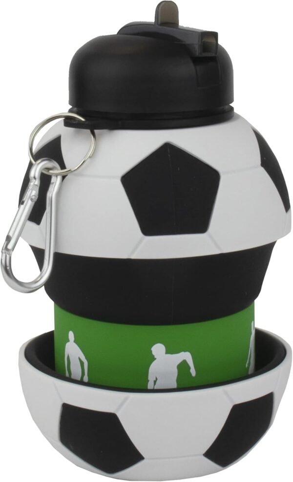 Maccabi Art Clip-On Collapsible 1 Liter, 34 oz. size BPA-Free Silicone Soccer Ball Large Water Bottle for Kids - Image 5