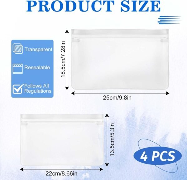 Tsa Approved Toiletry Bag, 4 Pieces Travel Toiletry Bags Leakproof Small Carry on Bag Clear Makeup Bag Peva Zipper Pouches Waterproof Cosmetic Bags Travel Essentials Bag with Zipper for Women Men - Image 3