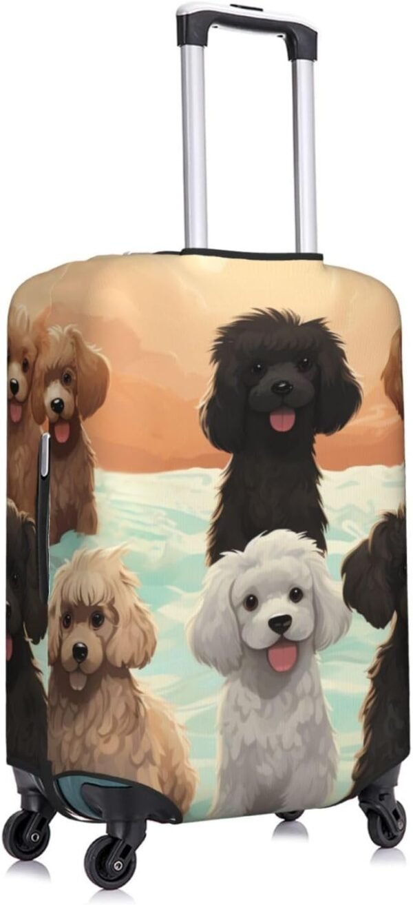 Travel Luggage Cover Poodles Dogs Suitcase Covers for Luggage Fashion Suitcase Protector Fits 18-32" Luggage, Black, L, Luggage Set - Image 9