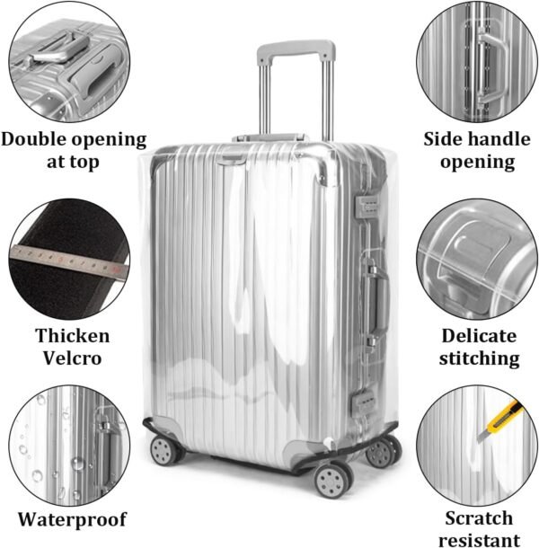 Clear PVC Luggage Cover Protector,20" Thicken Suitcase Covers for Luggage Waterproof Dustproof Anti-scratch Travel Luggage Covers for Suitcase Perfect Fit - Image 2