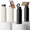 Ringo Insulated Water Bottle - Compatible MagSafe Water Bottle With Phone Holder - Stainless Steel Water Bottle With Magnetic Phone Tripod Mount - Hot 12H, Cold 24H, 360° Rotate - Black 32oz - Image 7