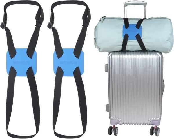 Luggage Straps Bag Bungees for Add a Bag Easy to Travel Suitcase Elastic Strap Belt- 2 Pack (Blue-2)