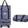 Travel Tote Bags with Trolley Sleeve Expandable Extra Oxford Duffel Bag with Wheels Lightweight Foldable Suitcase - Image 7