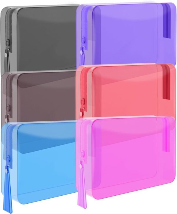 6 Pack Clear Cosmetic Bag Makeup Bags Toiletry Bag with Zipper and Handle, TSA Approved Clear Organizer Bags, PVC Cosmetic Pouch for Women and Men Fit Carry-on Travel Essentials