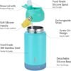 Kids Insulated Water Bottle with Straw Lid & Silicone Handle,12oz Kids Leak Proof Water Bottle for School Boys Girls,Double Wall Vacuum Stainless Steel with Non-slip Silicone Base(Blue) - Image 5