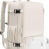 Travel Backpack, Large Carry On Backpack, Personal Item Travel Bag, Airline Approved 17.3 Inch Laptop Backpack,College Weekender Business Hiking Bag, Beige