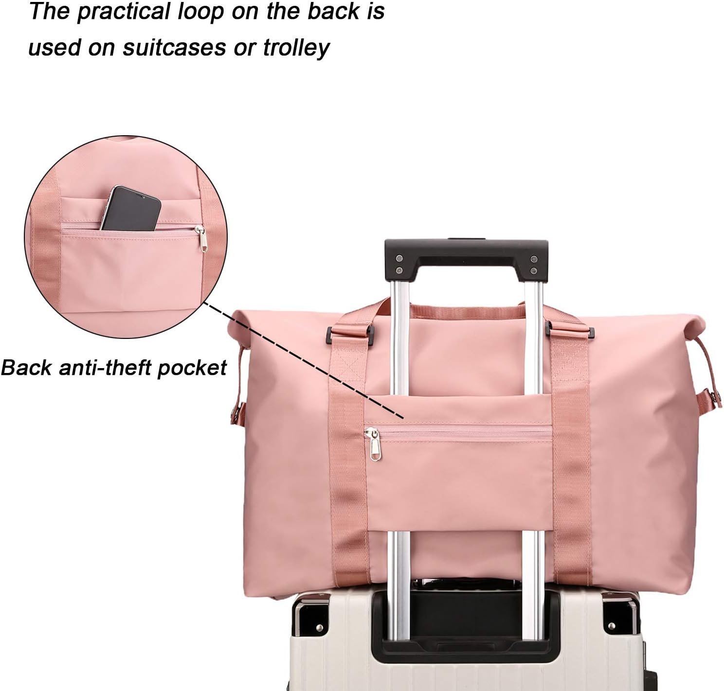 Forestfish Duffel Bags Traveling With Trolley Sleeve, Gym Bag Weekender Bags For Women, Grey - Image 5