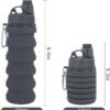 Collapsible Water Bottles Two Pack Travel Sports Portable Sport Water Bottle comes with mountaineering Buckle 500ml silicone Water-proof camping water bottle (Purple and Grey Color) - Image 3