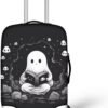 TODIYADDU Black Cute Ghost Elastic Luggage Protective Covers for 18-21 inch Trolley Suitcase Protect Dust Bag Case Child Cartoon Travel Accessories Anti-Scratch Luggage Outerwear Halloween Gifts, S