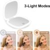 deweisn Compact Mirror, Lighted Travel Makeup Mirror with 1X/10X Magnifying Double Sided Dimmable Portable Pocket for Handbag and Pocket, USB Charging(White) - Image 4