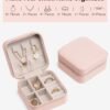 Vlando Travel Jewelry Box, Small Jewelry Travel Organizer Case Travel Essentials Gift for Girls Women - Pink - Image 8