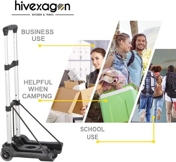Hivexagon Folding Luggage Cart 88lbs Load Capacity Compact Lightweight and Durable Aluminum Alloy Travel Trolley for Luggage, Personal, Travel, Moving and Office Use - Image 6