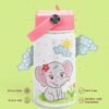 SANDJEST Elephant Water Bottle - Kids Water Bottle with Straw Lid - 12 Oz Insulated Stainless Steel Water Bottles for Toddlers Kid Girl - Travel Cup for School Sports - Image 5