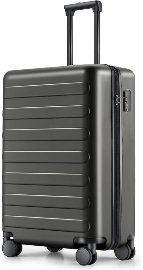 Carry on Luggage 22 X 14 X 9 Airline Approved, 20 Inch Luggage for 3-5 Days Travel, Double Spinner Wheels, 100% Hardshell PC, TSA Lock (Black, Rhine)
