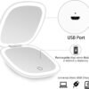 deweisn Compact Mirror, Lighted Travel Makeup Mirror with 1X/10X Magnifying Double Sided Dimmable Portable Pocket for Handbag and Pocket, USB Charging(White) - Image 6