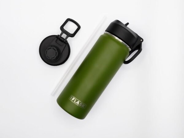 Sport Travel Outdoor Water Bottle with Spout and Straw Lids | Leak Proof | Insulated Stainless Steel Double Walled | BPA and Sweat free | Hot & Cold | For Kids Men & Women (Green, 18 oz) - Image 4