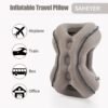 SAHEYER Inflatable Travel Pillows, New Upgrade Inflatable Airplane Pillow for Sleeping Rest Avoid Neck and Shoulder Pain, Inflatable Neck Pillow with Free Eye Mask and Earplugs (Grey) - Image 6