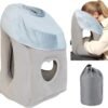 Inflatable Travel Pillow, Multifunction Travel Neck Pillow with Super Soft Slipcover, Comfortably Supports Head and Chin for Airplane, Car, Trains, Bus and Office(Grey)
