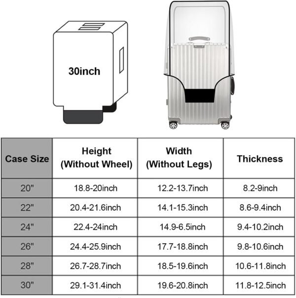THMNIS Clear Luggage Cover Protector Fits 20/24/28/30Inch, Travel Suitcase Cover for Wheeled Suitcase（30 Inch） - Image 2