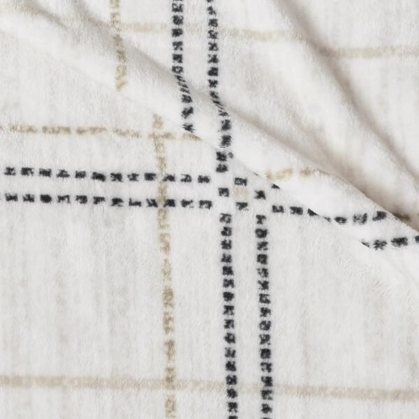 Soft Cozy 120x120 Inches Seamless Oversized King Fleece Blanket, Line Pattern Giant Huge, Extra Large 10'x10' Blanket California King Blanket for Sofa, Family, Travel, Line Ivory Grey - Image 5