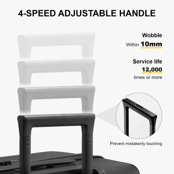 LEVEL8 Hard Shell Carry on Luggage Airline Approved, Carry on Suitcases with Wheels, Lightweight Luminous Textured Travel Luggage, Tsa Approved, 20 Inch Small Carry-On, Black - Image 5