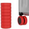 AWINNER 8 Pack Luggage Wheels Covers - Silicone Luggage Wheel Protector Covers for most 8 Spinner Wheel Suitcases or Office Chair Caster,Durable,Mute and Shock Absorption (Red)