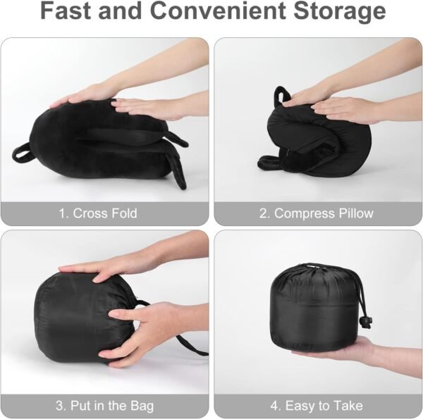 Travel Neck Pillow, Best Memory Foam Airplane Pillow for Head Support Soft Adjustable Pillow for Plane, Car & Home Recliner Use (Black) - Image 7