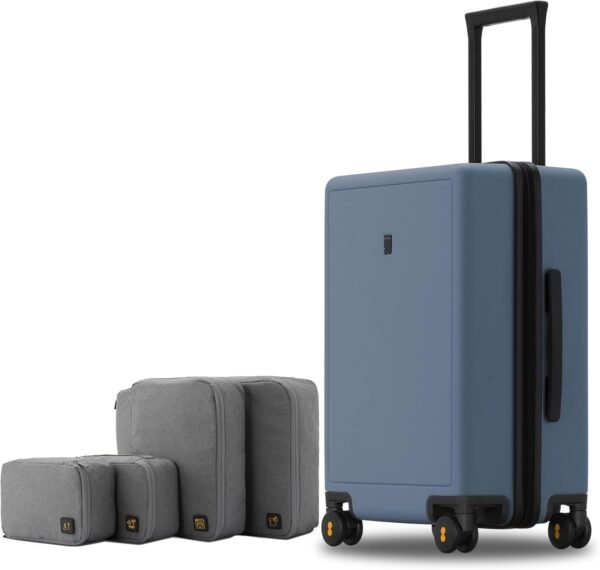 LEVEL8 Elegance Carry On Suitcase, 20 Inch Carry On Luggage with Wheels, Hardside Large Suitcases with Wheels, Tsa Lock,20-Inch, Blue Grey