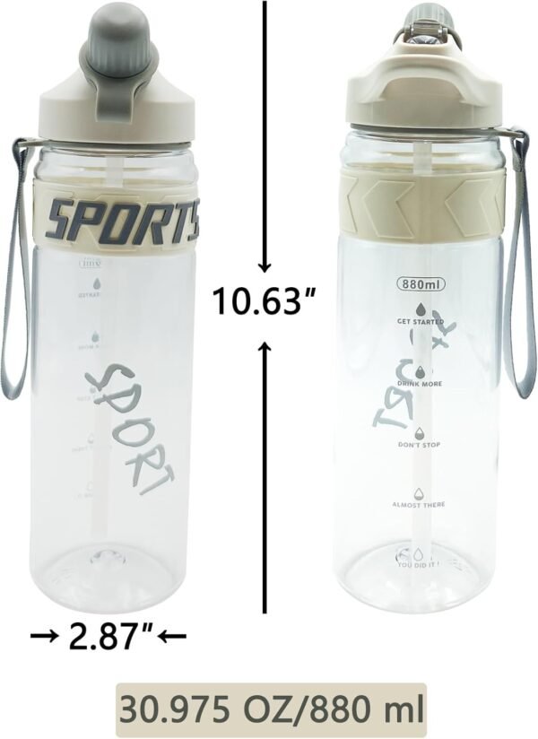 Sports Water Bottle, BPA-Free Plastic Drinking Cup with Straw & Chug Lid, Durable Travel Cup, Portable Gym Water Bottle with Handle, Leakproof Water Bottle for Outdoor, Home and Car (White) - Image 5