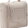 Hanging Travel Toiletry Bag for Women and Men Travel Makeup Bag Cosmetic Organizer Bathroom & Shower Organizer Kit for Accessories, Cosmetics, Travel Essentials (Beige)