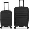 Traveler's Choice Pagosa Indestructible Hardshell Expandable Spinner Luggage, Black, 2 Piece Set