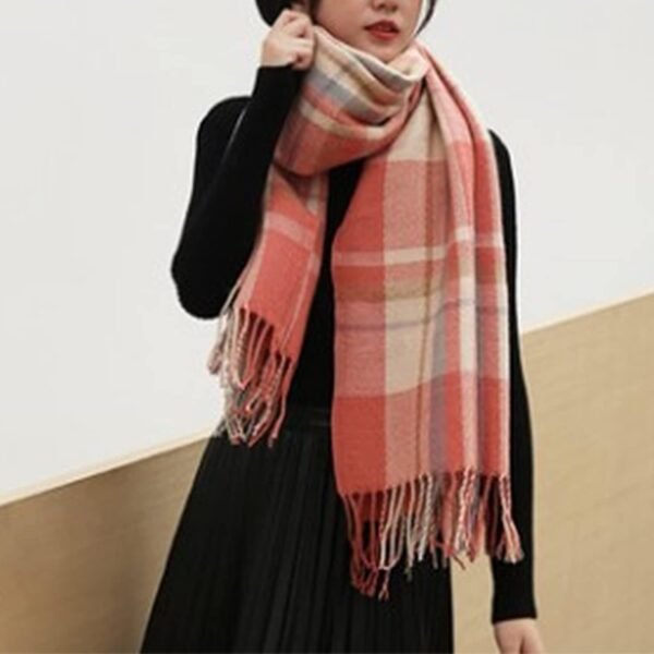 woogwin Winter Warm Plaid Scarfs for Women Long Blanket Scarf Big Grid Shawl Wrap - Image 6