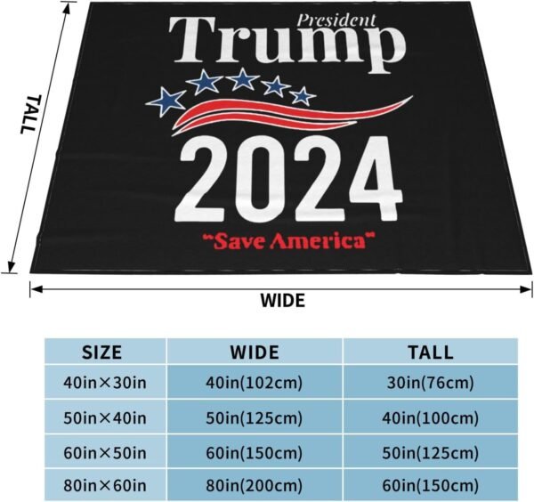 Trump 2024 Save America Fleece Blanket Super Soft Blanket for Chair Sofa Couch Camping Travel 40"X30" Blanket - Image 2