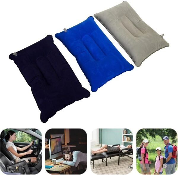 3 Pieces Inflatable Travel Pillow for Camping, Home Office Sleeping Pillow, Head Neck Lumbar Support, Ultralight Portable Compact and Soft, Airplane car Hiking Backpacking Trip Pillow - Image 2