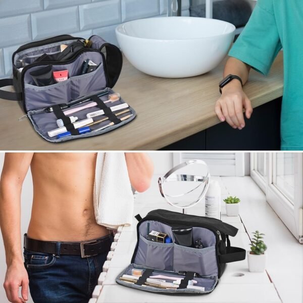 Travel Toiletry Bag for Men Toiletry Bag Dopp Kit Water-resistant Shaving Bag Large Travel Toiletry Organizer Travel Essentials Black - Image 7