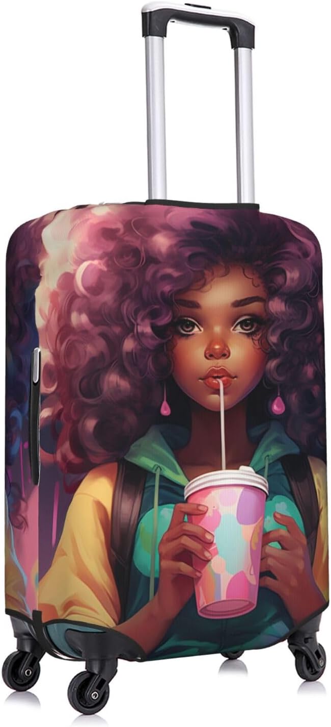 Travel Luggage Cover Suitcase Protector African American Woman Elastic Protective Washable Luggage Cover Anti-Scratch Suitcase Cover For 18-32 Inch -M - Image 8