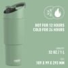 Asobu Cosmic Water Bottle - 32oz/1 ltr Stainless Steel Chilled Water Bottle, Secure Grip Handle, Ideal for Travel, Fits Cup Holders, Keeps Beverages Cold, Basil Green - Image 2