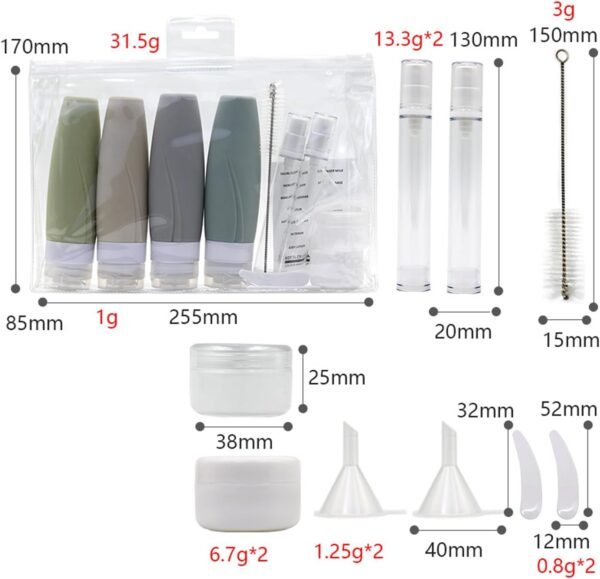 Travel Bottles Set for Toiletries, Leak Proof Silicone Squeezable Containers for Conditioner, Shampoo, Lotion & Body Wash Travel Size Bottles, Portable Travel Essentials for Women - Image 7