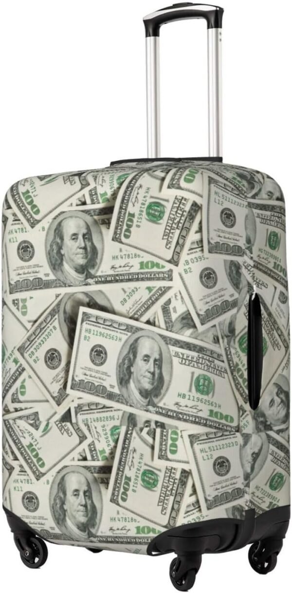 Money Luggage Suitcase Covers Elastic Washable 100 Dollar Bill Cash Present Luggage Protector Travel Suitcase Protective Cover For Kid And Adult, S (Fit 18-21 Inch Luggage) - Image 9