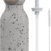 asobu Bestie Bottle Insulated Stainless Steel Water Bottle with Detachable Soft Animal Head Fun Drinking For Kids and Teens with Flexible Reusable Straw 16 Ounce (Seal White)