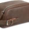 Travel Toiletry Bag for Men - Premium Leather Shaving Bag with pockets,Large Waterproof Dopp Kit for men travelling,Ideal hygiene bag for Bathroom & Cosmetic Essentials