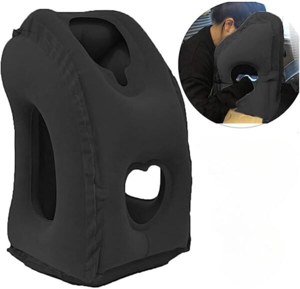 Inflatable Travel Pillow for Airplanes, Trains, Buses, Cars and Office. Stabilizes Posture, Prevents Neck Pain and Provides Relaxing Sleep on The go (Black) - Image 6