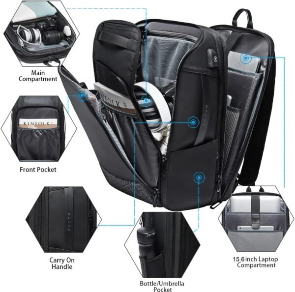 BANGE Travel Backpacks,Weekender Carry On Backpack, Waterproof Men's Business Laptop Backpack for 15.6inch - Image 3