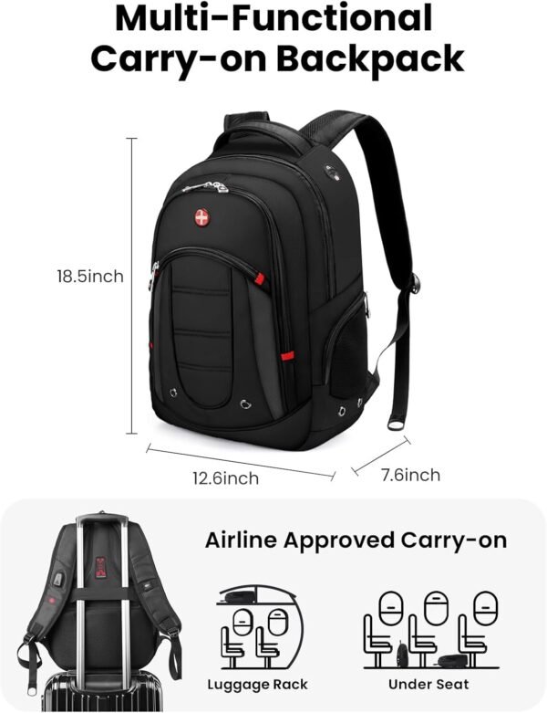 CROSSGEAR Travel Laptop Backpack for Men Water Resistant Daily Backpacks Bookbag Airline Approved Business Work Bag with USB Charging Port and Commute Office Backpack Fit 15.6" Laptops for Women - Image 5