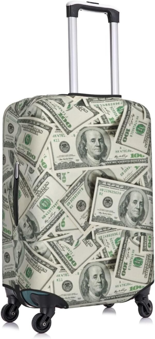 Money Luggage Suitcase Covers Elastic Washable 100 Dollar Bill Cash Present Luggage Protector Travel Suitcase Protective Cover For Kid And Adult, S (Fit 18-21 Inch Luggage) - Image 3