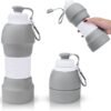 Collapsible Water Bottle, Upgrade Leakproof Foldable BPA Free Silicone Reusable Sports Bottle, Portable Refillable Bottles with Carabiner, Ideal for Travel Hiking Outdoor Camping Gym