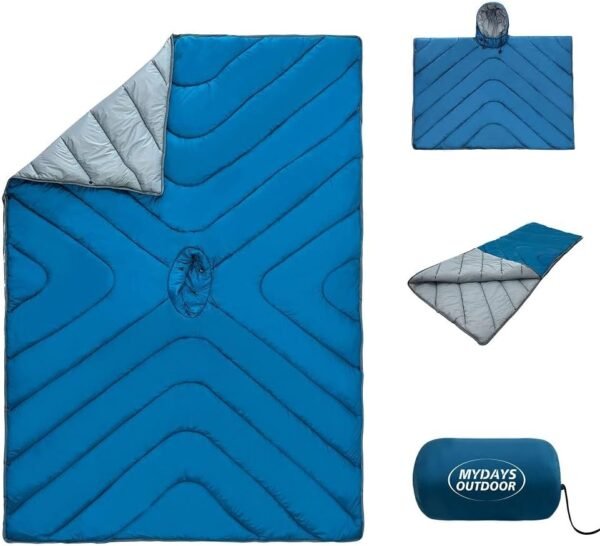Wearable Sleeping Bag Poncho Adult,Waterproof Camping Blankets for Sleeping,Outdoor Travel Blanket,Lightweight Stadium Blanket Packable,Thermal Poncho Great for Fishing,Concerts